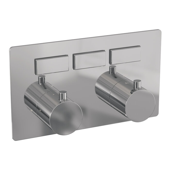 Brauer Chrome Edition 3-weg inbouwthermostaat met drukknoppen, chroom