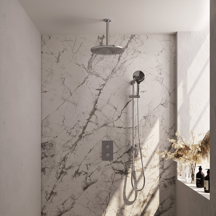 Brauer Chrome Carving thermostatische inbouw regendouche set met 3-weg omstelling en 30 cm douchekop