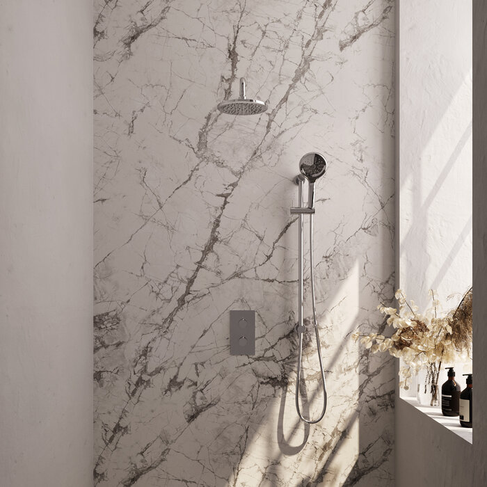 Brauer Chrome Carving thermostatische regendouche set met 3-weg omstelling en 20 cm douchekop