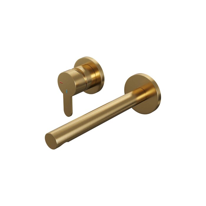 Brauer Gold Edition inbouw wastafelmengkraan met rechte uitloop en rozetten, model D2 goud geborsteld PVD