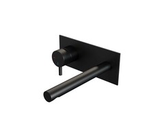 Brauer Black Edition inbouw wastafelmengkraan B2 met rechte uitloop en afdekplaat, mat zwart