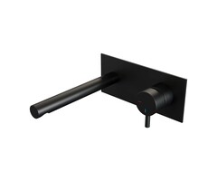 Brauer Zwarte mat wastafelmengkraan met rechte uitloop en afdekplaat, model B1