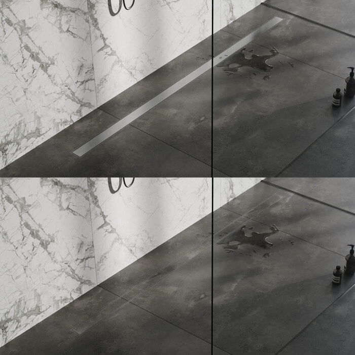 Brauer Multifunctionele RVS geborstelde douchegoot met flens - 7 x 200 cm