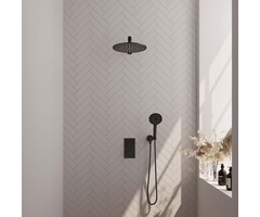 Brauer Thermostatische inbouw regendouche set 32 mat zwart met 30 cm douchekop en handdouche
