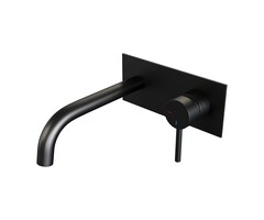 Brauer Inbouw wastafelmengkraan met gebogen uitloop en afdekplaat, model A1 mat zwart