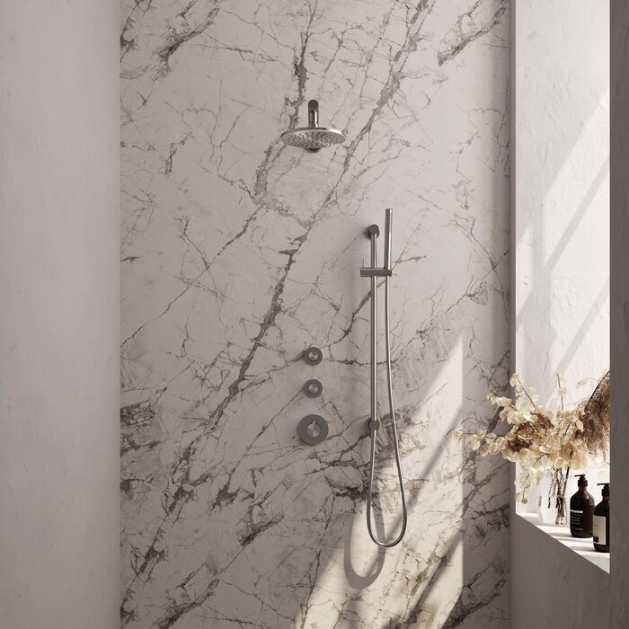 Brauer Brushed Carving thermostatische inbouw regendouche set 13 met 20 cm douchekop en handdouche