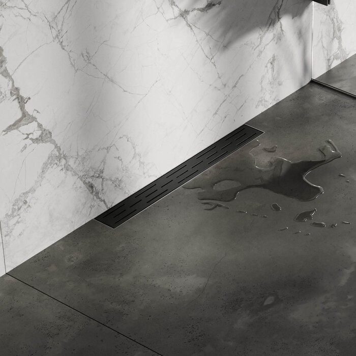 Brauer Douchegoot met standaard rooster en wandmontage - 7x60 zwart