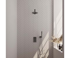 Brauer Gunmetal Carving thermostatische inbouw regendouche set 25 met 20 cm douchekop