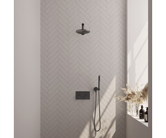 Brauer Gunmetal Carving thermostatische inbouw regendouche set met drukknoppen en 20 cm douchekop