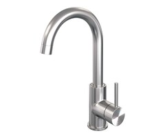 Brauer Hoge opbouw wastafelmengkraan met draaibare ronde uitloop - RVS geborsteld PVD