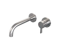 Brauer Brushed Edition inbouw wastafelmengkraan met gebogen uitloop en rozetten, model E1 in RVS geborsteld PVD