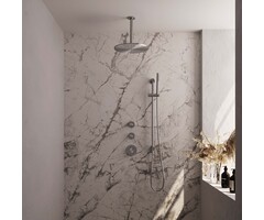 Brauer Brushed Edition thermostatische inbouw regendouche set met 30 cm douchekop en handdouche en RVS geborsteld PVD