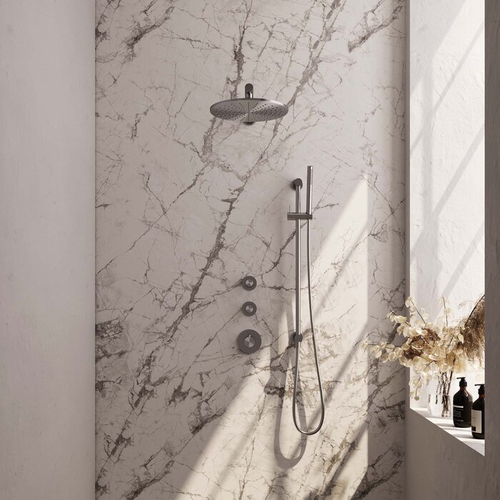 Brauer Brushed Carving inbouw regendouche SET 14 met 30 cm douchekop en handdouche