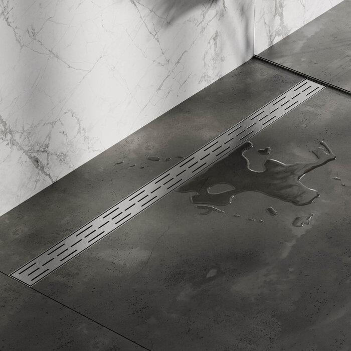 Brauer Douchegoot met standaard rooster en flens 7 x 110 RVS geborsteld