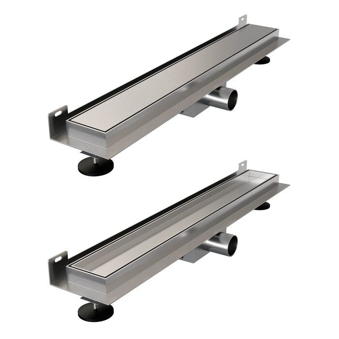 Brauer Douchegoot met multifunctioneel rooster en flens voor wandmontage 7 x 50 RVS geborsteld