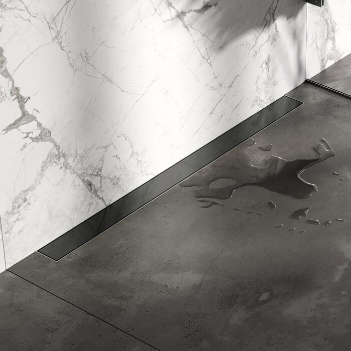 Brauer Douchegoot met multifunctioneel rooster en flens, wandmontage 7 x 100 gunmetal geborsteld PVD