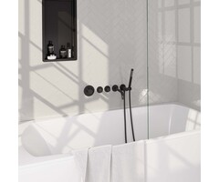 Brauer Mat zwarte thermostatische inbouw badkraan SET 01 met uitloop en handdouche