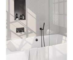 Brauer Inbouw badkraan met drukknoppen SET 03 en doucheset gunmetal geborsteld