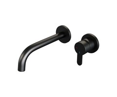 Brauer Inbouw wastafelmengkraan met gebogen uitloop en rozetten, model D1 mat zwart