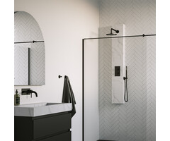 Brauer Black Edition thermostatisch douchepaneel calacatta gold SET 01, met 20 cm douchekop en handdouche, mat zwart