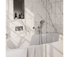 Brauer Inbouw badkraan SET met drukknoppen, uitloop, handdouche, doucheslang en wandaansluitbocht | RVS geborsteld PVD