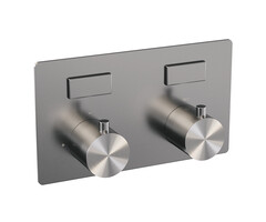 Brauer Brushed Edition PVD-geborstelde 2-weg inbouwthermostaat met drukknoppen, RVS
