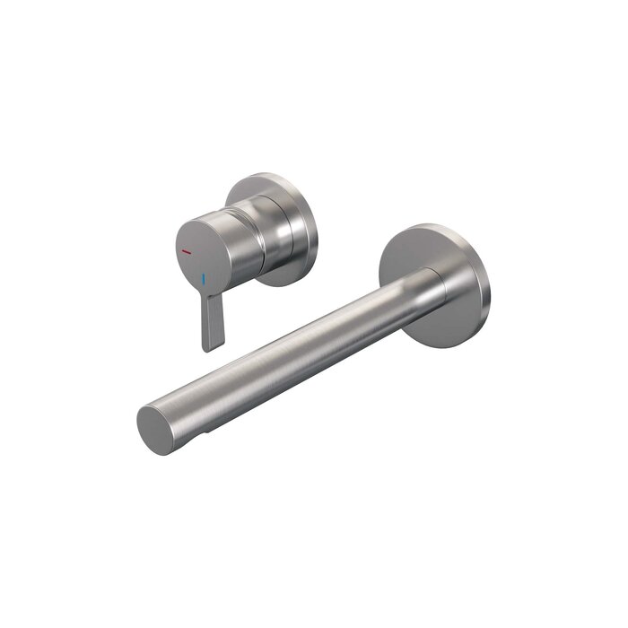 Brauer Inbouw wastafelmengkraan met rechte uitloop en rozetten, model E2 RVS geborsteld PVD