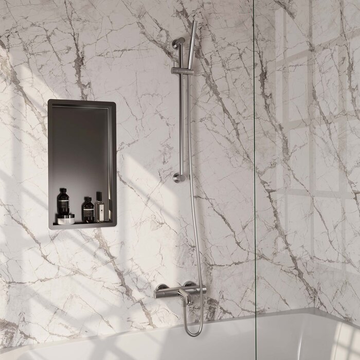 Brauer Brushed Edition opbouw baddouche thermostaatkraan met glijstang en handdouche RVS