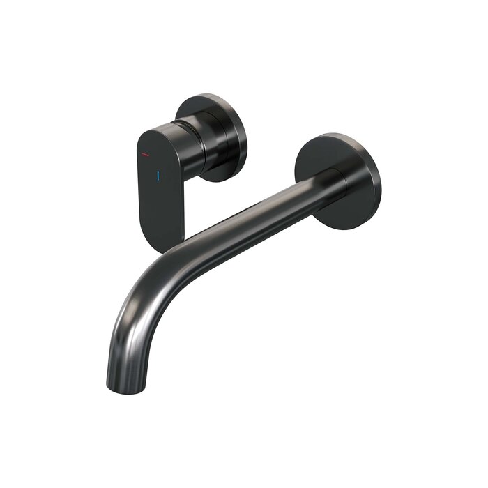 Brauer Gunmetal Edition inbouw wastafelmengkraan met gebogen uitloop, rozetten - C2 gunmetal geborsteld PVD