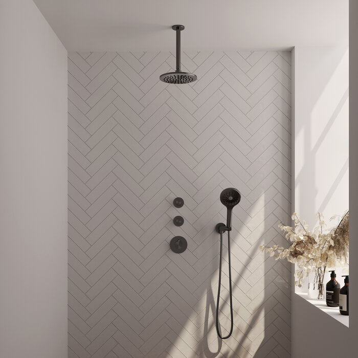 Brauer Gunmetal Carving thermostatische inbouw regendouche SET 11