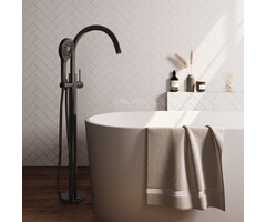 Brauer BRAUER Gunmetal Edition vrijstaande badmengkraan SET 02 met 3-standen handdouche en doucheslang gunmetal geborsteld PVD