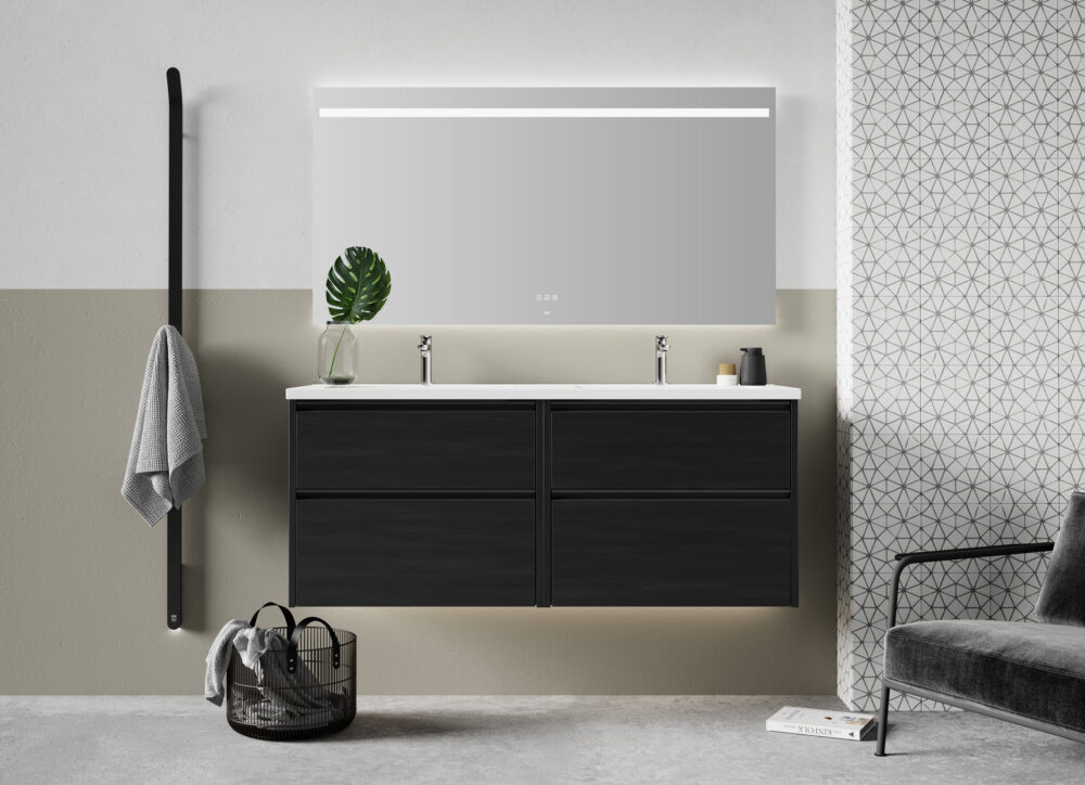 Instamat Arc, elektrische handdoekwarmer Soft wit / Soft zwart