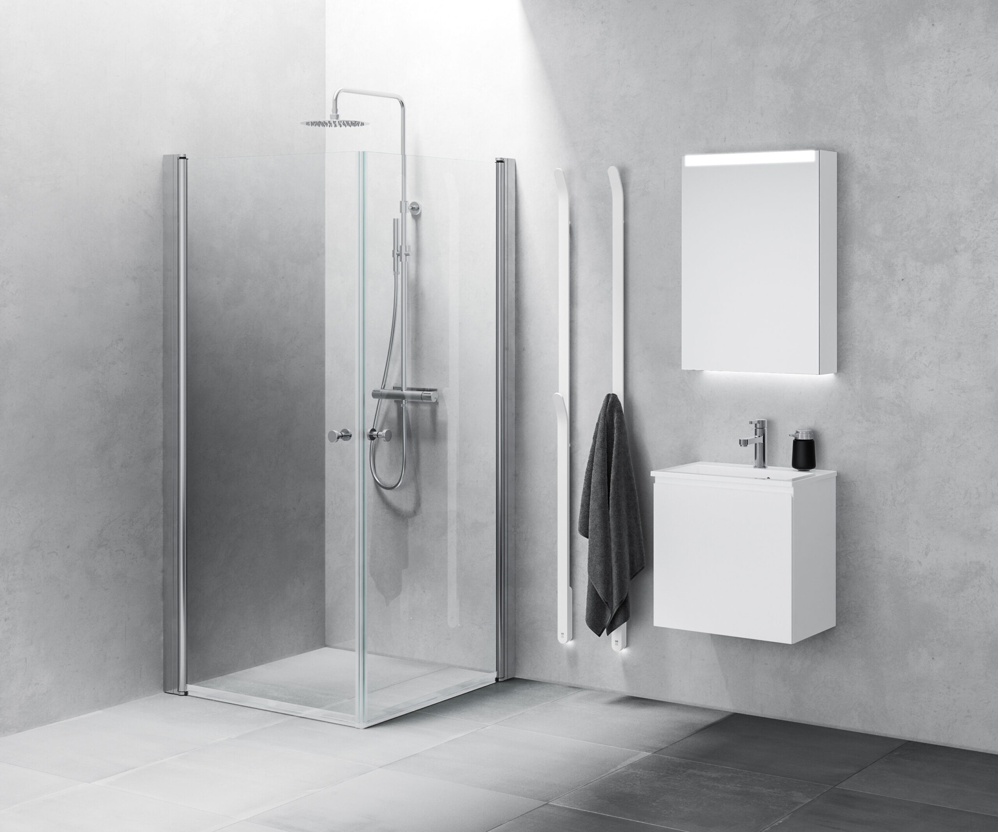 Instamat Arc, elektrische handdoekwarmer Soft wit / Soft zwart