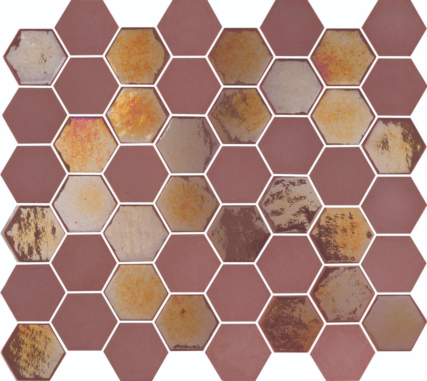 The Mosaic Factory Mozaiek Valencia Hexagon Burgundy 4,3x5,0