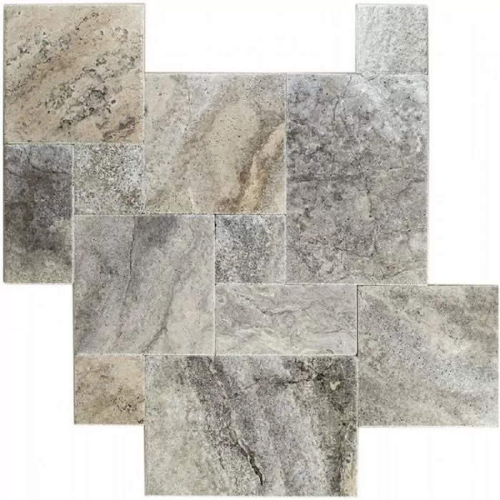 Silver travertin Apulia grigio anticato romaans verband
