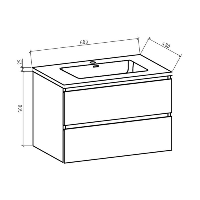 By Goof Onderkast badkamermeubel Tieme hoogglans wit 60x50x48cm
