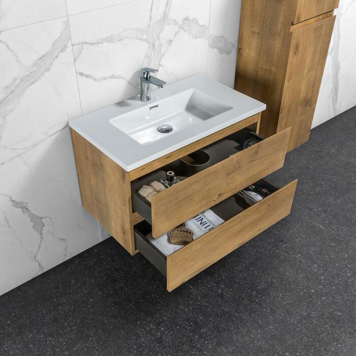 By Goof Onderkast badkamermeubel Tieme mat eiken 80x50x48cm