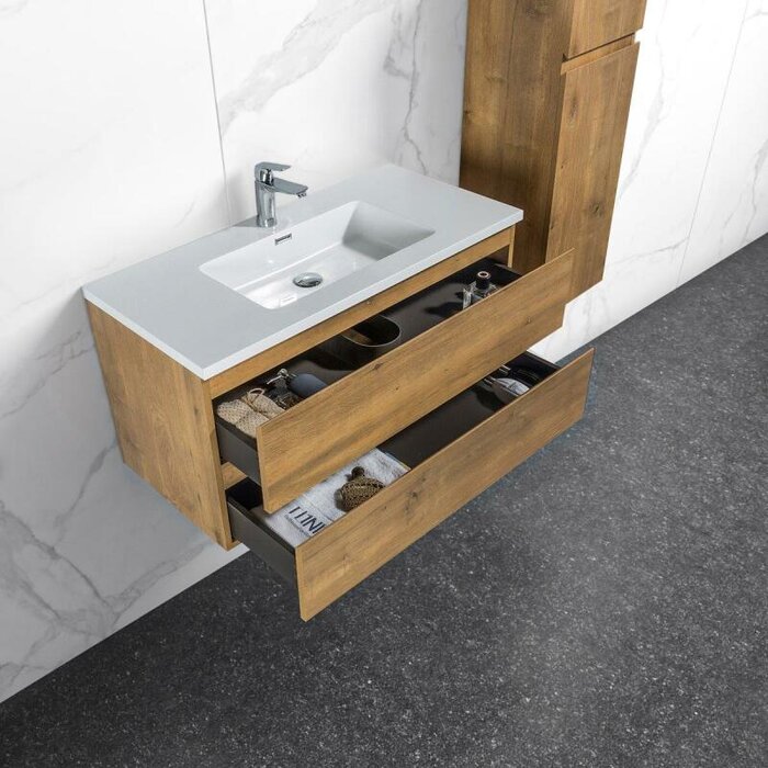 By Goof Onderkast badkamermeubel Tieme mat eiken 100x50x48cm