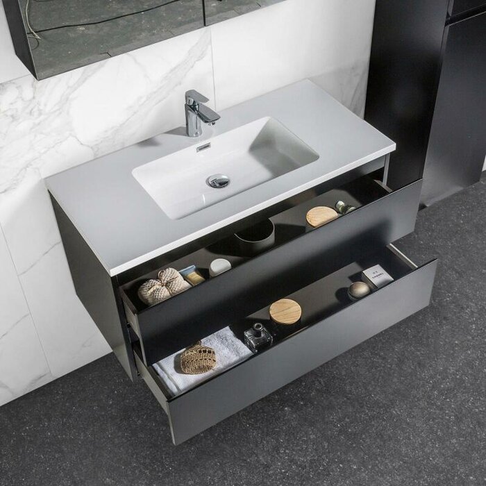 By Goof Onderkast badkamermeubel Tieme mat zwart 100x50x48cm