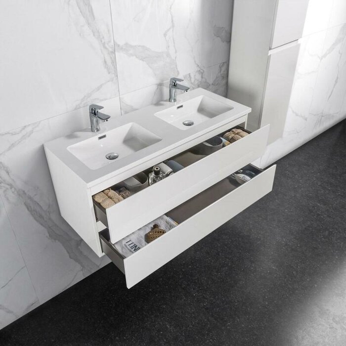 By Goof Onderkast badkamermeubel Tieme hoogglans wit 120x50x48cm