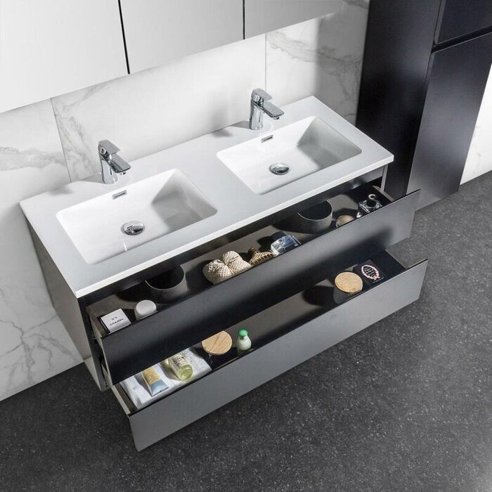 By Goof Onderkast badkamermeubel Tieme mat zwart 120x50x48cm