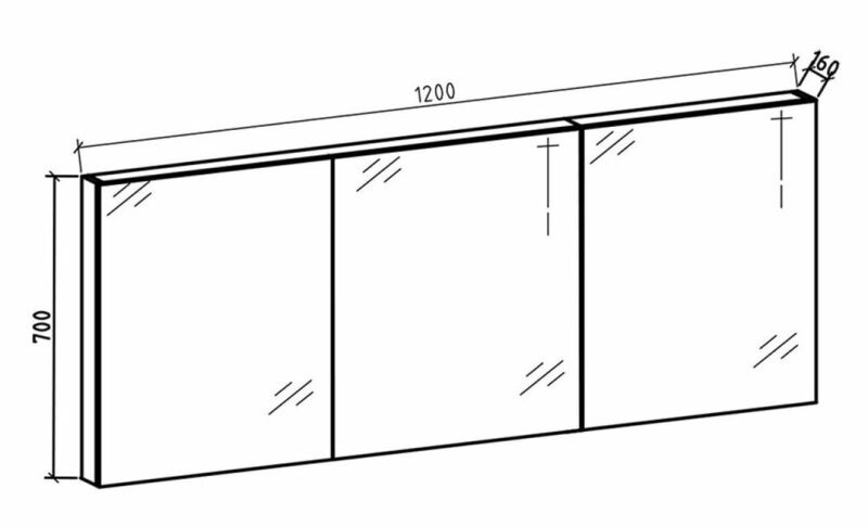 By Goof Spiegelkast Tieme mat zwart 120x70x16cm