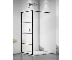 By Goof Douchewand Mila 110x200cm Helder Glas Mat Zwart Raster