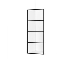 By Goof Douchewand Mila 120x200cm Helder Glas Mat Zwart Raster