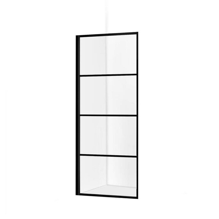 By Goof Douchewand Mila 120x200cm Helder Glas Mat Zwart Raster