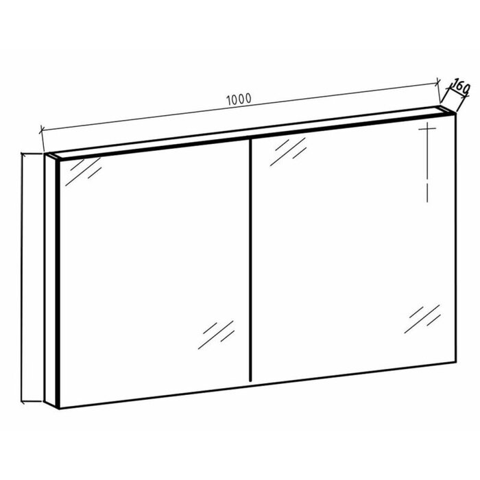 By Goof Spiegelkast Tieme mat zwart 100x70x16cm