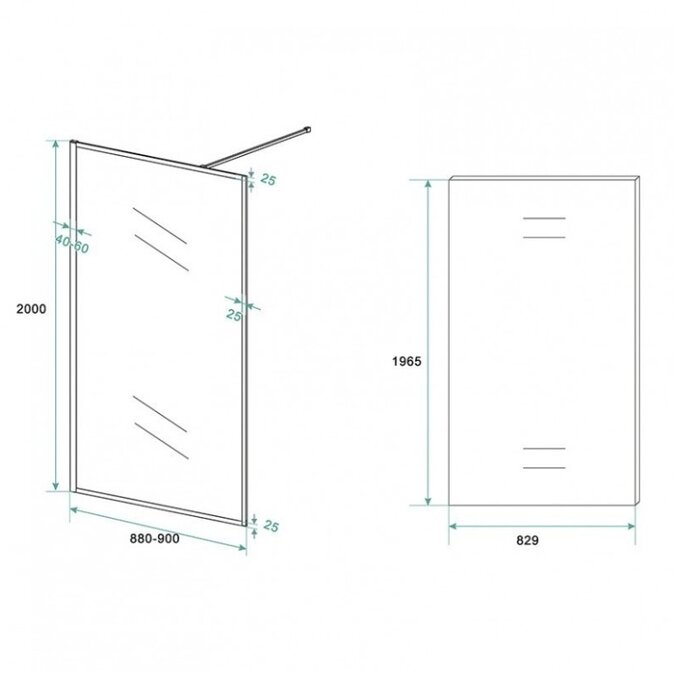 By Goof Douchewand Olivia 90x200cm Helder Glas Mat Zwart Raamwerk