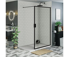 By Goof Douchewand Olivia 80x200cm Helder Glas Mat Zwart Raamwerk