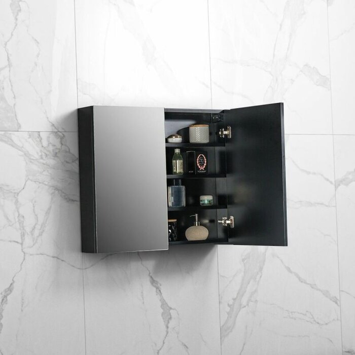 By Goof Spiegelkast Tieme mat zwart 80x70x16cm