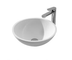 Wiesbaden Valerie waskom rond 43x13 cm solid surface mat wit